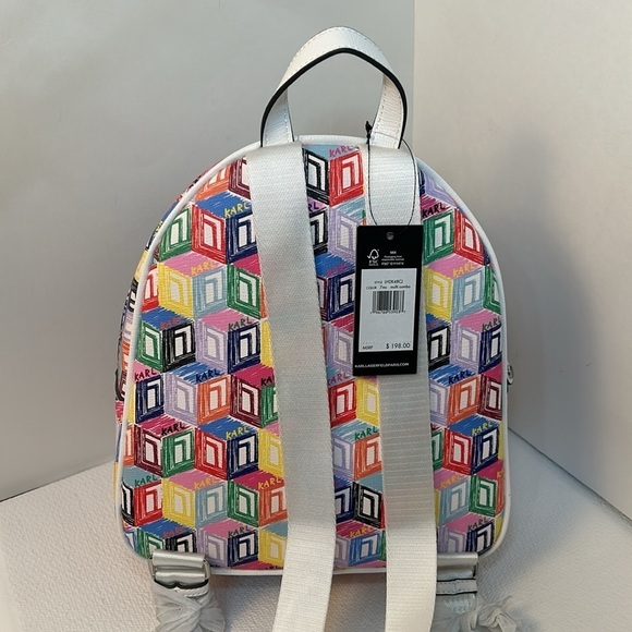 KARL LAGERFELD LONDON Multi Color  Script Print‎ Backpack NWT main image 4